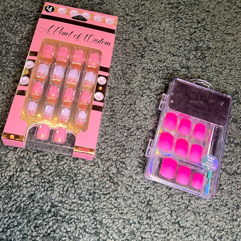 Square-Shaped Pink Girlie Press-On Nails Bundle 🎀